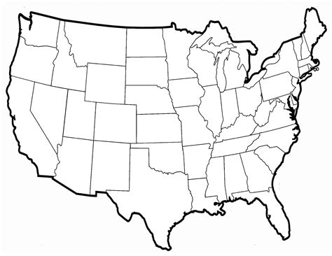 50 States Map Blank Printable