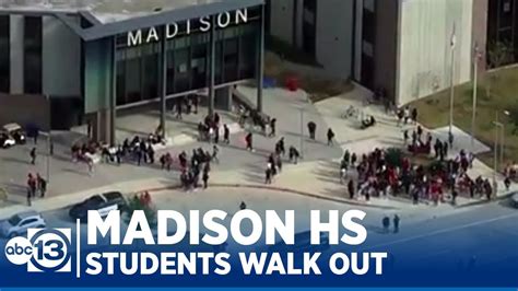 Madison HS student walkout draws police to the campus - YouTube