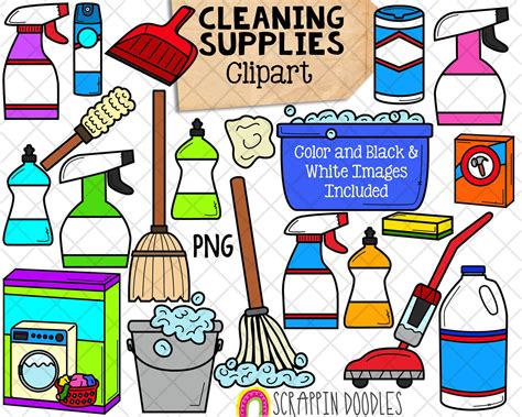 Cleaning Supplies Clipart Sanitize Wipes Mop and Bucket PNG Vacuum ...