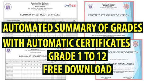 Summary Of Grades Template Deped