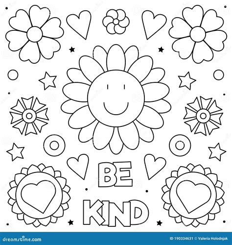 Be Kind. Coloring Page. Black and White Vector Illustration. Stock ...