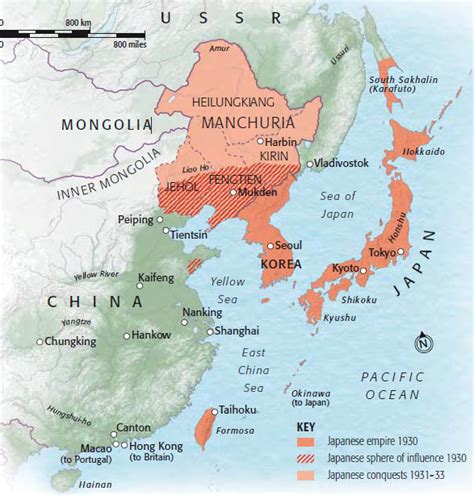 Mapa - La Expansión de Japón en Manchuria 1931-1933