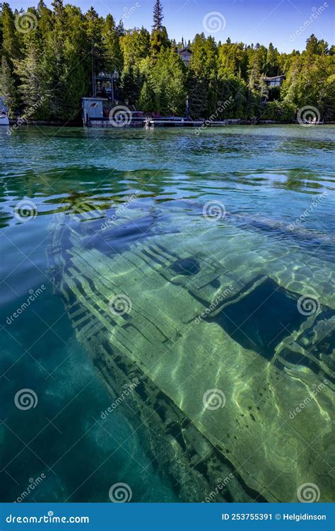 Ship Wrecks at Tobermory Ontario Stock Image - Image of peninsula ...