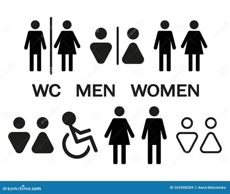 WC Wayfinding Vector Illustration Icons. Toilet Male and Female Gender ...