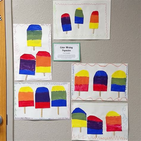 Color mixing popsicles! 1st graders used primary colors to mix and ...