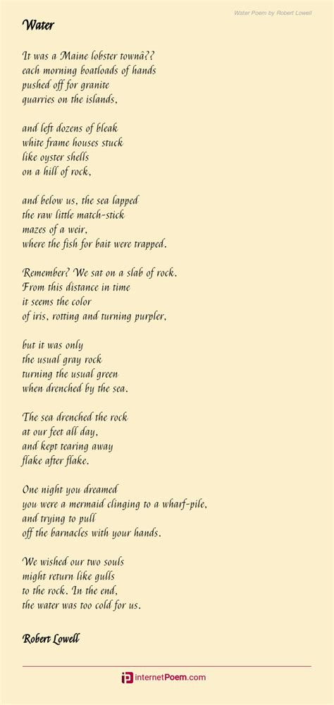 Water Poem by Robert Lowell