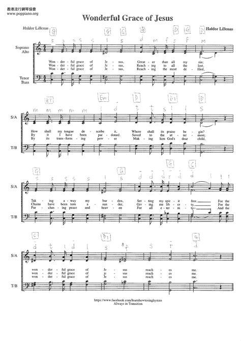 Hymn-Wonderful Grace Of Jesus Sheet Music pdf, - Free Score Download ★