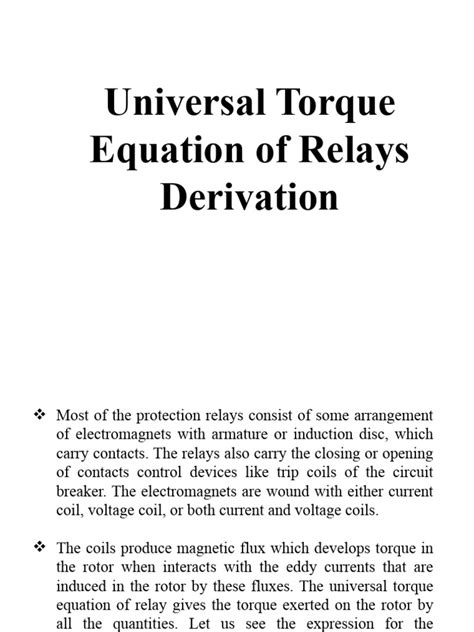 Universal Torque Equation Derivation | PDF