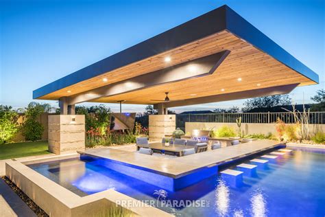 Custom Pool with Cantilevered Outdoor Kitchen | Scottsdale Arizona ...