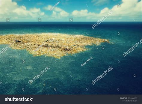 Aerial View Plastic Island Great Pacific Stock Illustration 2211466957 ...