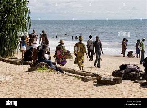 One of the main beach sites in Libreville, Gabon being enjoyed by the ...