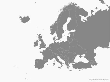 Printable Vector Map of Europe with Countries - Single Color | Free ...