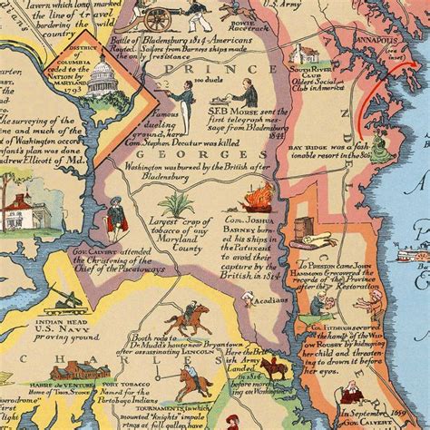 Maryland, 1631–1931, Pictorial Historical & Literary Map