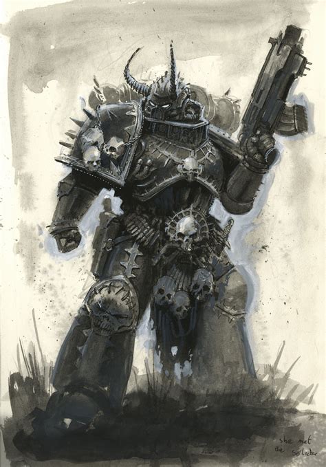 Chaos Space Marine | Warhammer 40k artwork, Space marine art, Warhammer art