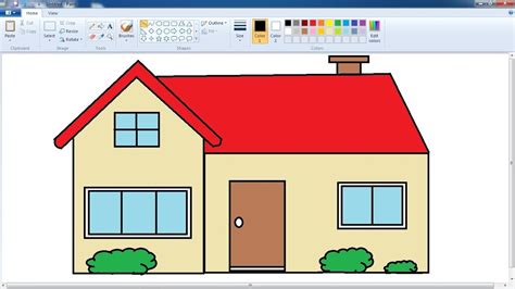 How to draw a simple House or Home in ms paint | Ms paint drawing ...