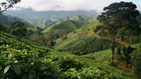 Coffee plantation. Landscape with coffee trees. 23602518 Stock Photo at ...