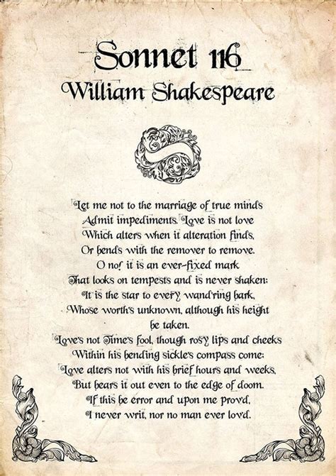 Sonnet 116 Poem by William Shakespeare William Shakespeare - Etsy ...