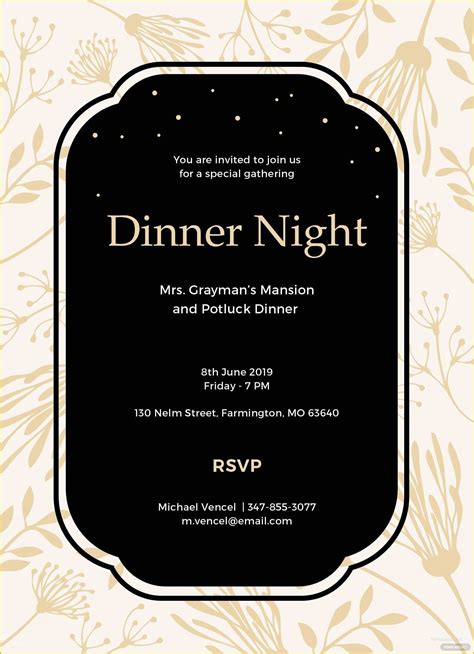 Dinner Invitation Templates Free Download Of Free Dinner Invitation ...