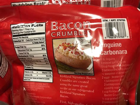 Kirkland Bacon Crumbles Nutrition Facts Ingredients List - Harvey @ Costco