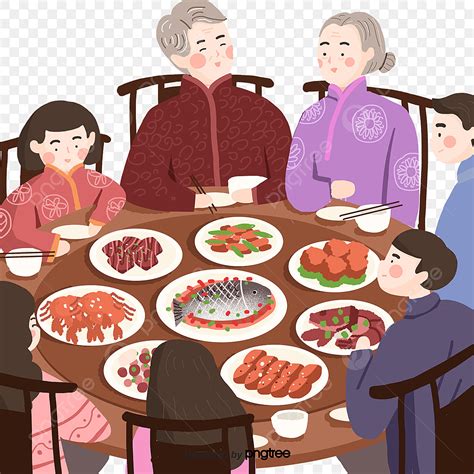 Family Dining PNG Picture, The Cartoon Family Dining Scene, Cartoon ...