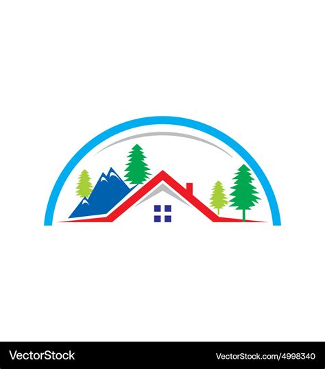 Mountain village cottage house logo Royalty Free Vector