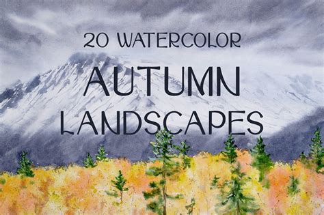 Autumn Watercolor Landscapes By NataAr | TheHungryJPEG