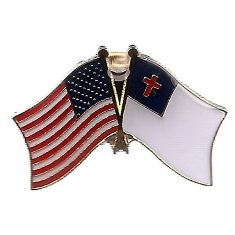 Box of 12 Christian & US Crossed Flag Lapel Pins, Christian & American ...