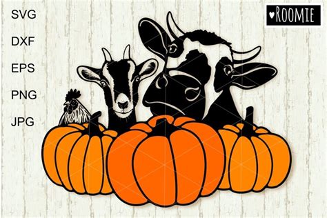 Farm Animals With Pumpkin Svg, Fall Autumn Farmhouse Sign