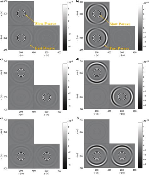 The snapshots of the (a) x-component, (c) y-component, and (e ...