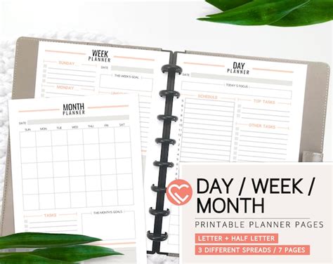 Day, Week, and Month Planner Pages 3 Sizes Digital Planner Pages ...