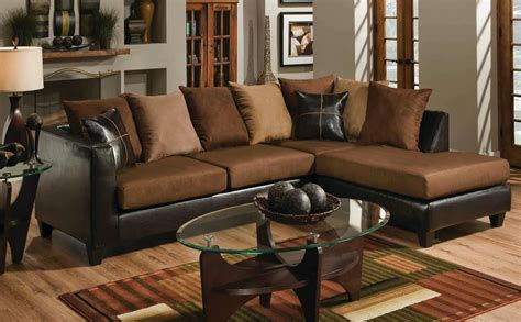 Casual Modern Small Living Room Furniture Sectional Sofa Set Brown ...