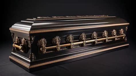 Black Casket With Gold Handles And Handlebars Background, Pictures Of ...