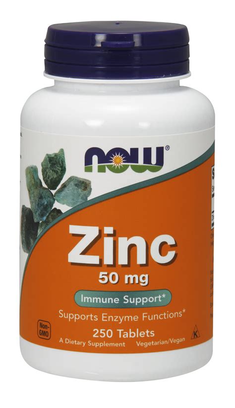 NOW Supplements, Zinc (Zinc Gluconate) 50 mg, Supports Enzyme Functions ...