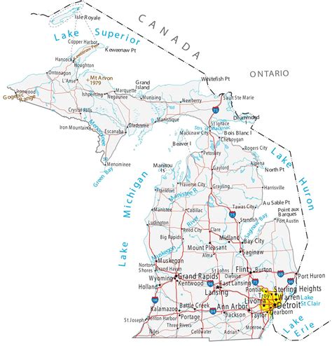 Map of Michigan - Cities and Roads - GIS Geography