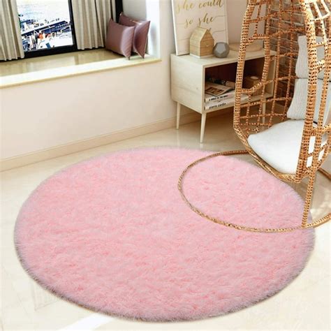 LOCHAS Luxury Round Fluffy Area Rugs for Bedroom Kids Nursery Rug Super ...