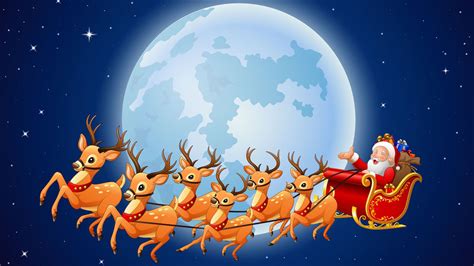 Santa Claus On Sled Near full Moon HD Santa Claus Wallpapers | HD ...