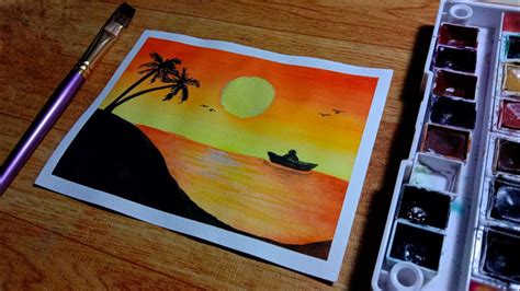 One of a Kind ORIGINAL Watercolor Painting - Sunset with Horse ...