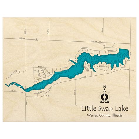 Little Swan Lake 3D Custom Wood Map – Lake Art LLC