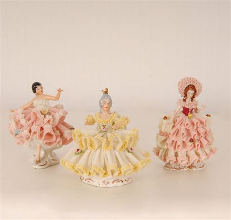 Vintage Dresden Porcelain Figurines Ballerina German Lace - Etsy