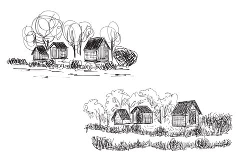 Hand Drawn Village Landscape ~ Illustrations ~ Creative Market