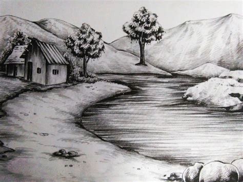 Nature Picture Pencil Drawing