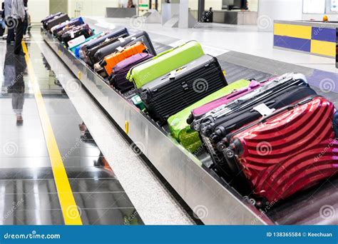 Baggage Luggage on Conveyor Carousel Belt at Airport Arrival Stock ...