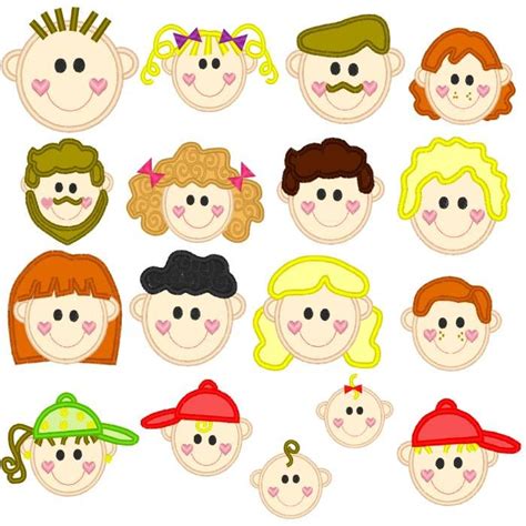 Applique Faces Set 1 | Embroidery designs, Embroidery, Applique