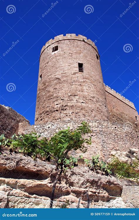 Almeria Castle Tower, Spain. Stock Image - Image of architecture ...