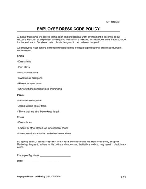 Free Employee Dress Code Policy | PDF & Word | Legal Templates