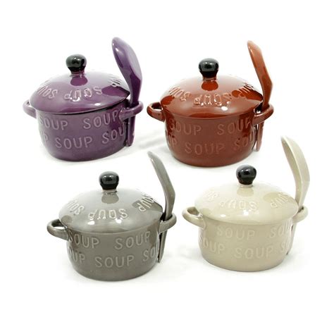 Handled Soup Bowl with a Spoon - Brown | Soup bowl, Bowl, Tureen