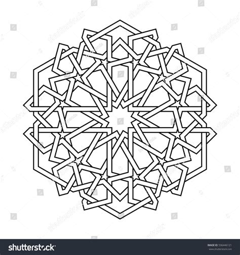 Vektor Stok Islamic Pattern Vector Geometric Lattice Mandala (Tanpa ...