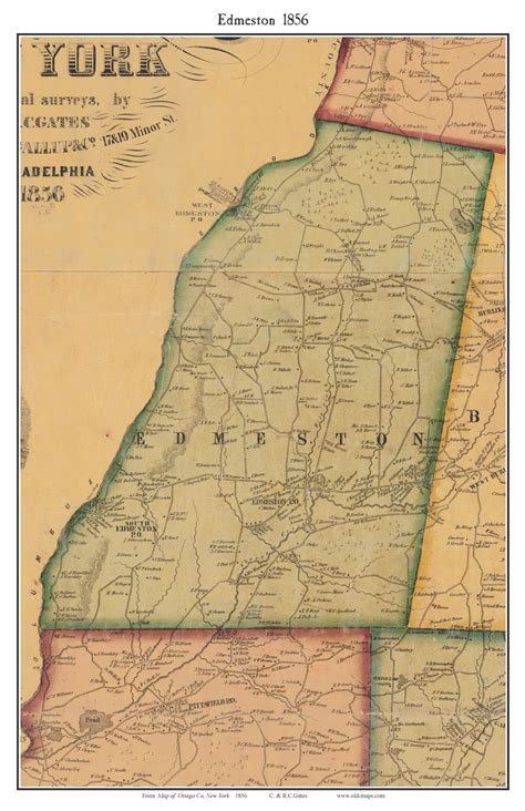 Edmeston, New York 1856 Old Town Map Custom Print - Otsego Co. - OLD MAPS