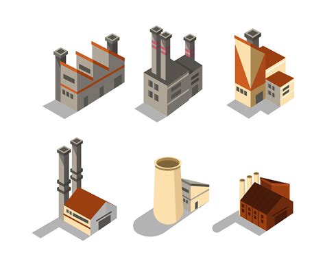 Isometric Industrial Buildings Set Vector Art & Graphics | freevector.com