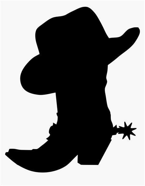 Silhouette Cowboy Boot Clipart, HD Png Download - kindpng